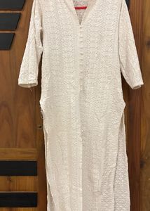White Chikankari Kurti - Size S