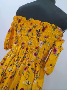 Mustered yellow floral tube dress