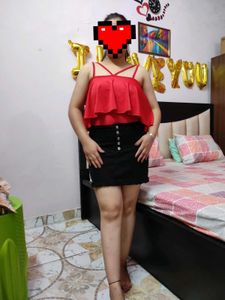 Red Frilled Monokini Bodysuit