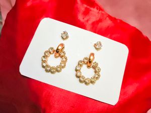 Party Wear Gold Shine Diamond Earrings And Studds