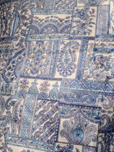 Printed silk white beautiful sari