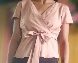 Cute Brown Tie-Waist Top