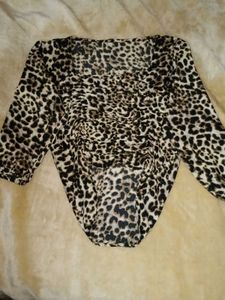 Leopard Print Ruched Blouse