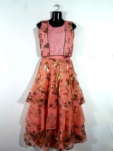 Peach Printed Skirt & Top (Women's)