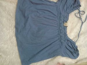 Cute Blue Off-Shoulder Top