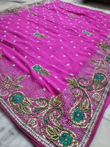 Pink full heavy 💗 work saree 🥻 👌