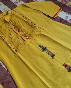 Yellow Embroidered Kurta