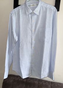 Uniqlo Linen Sky Blue Shirt