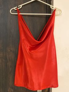 Red Cowl Neck Slip Dress