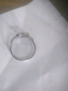 American Diamond Ring With Silver Polish