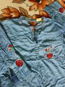Beautiful Embroidery Denim Top..