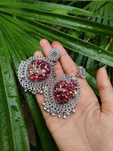 Resin Rose Jhumka