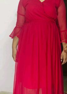 Rose Pink  Ruffle Sleeve Dress