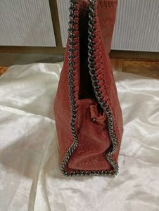 Red Chain Trimmed Shoulder Bag
