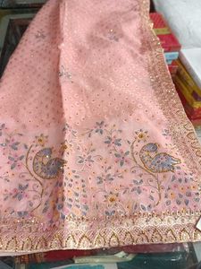Peach Embroidered Saree