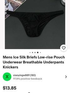 Black Men&#39;s Thong Underwear With Pouch