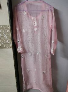 Pink Mirror work kurta