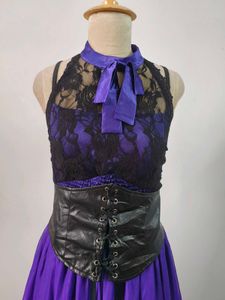 Lace &amp; Chiffon Corset Dress