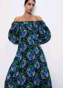 ZARA Floral Print Midi Dress