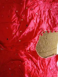 Pink Mirror Work Blouse