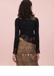 Asymmetrical black lace top