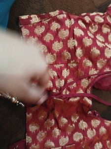 Red &amp; Gold Brocade Blouse