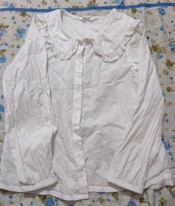 White Ruffle Collar Long Sleeve