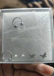 Silver Earring & Piercing Set