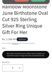 925 Silver Moonstone Ring
