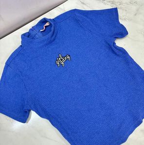 Blue Girl Gang Ribbed Mock Neck Top