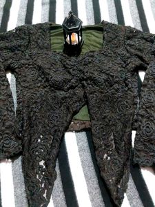 Croptop Net Flower Degine