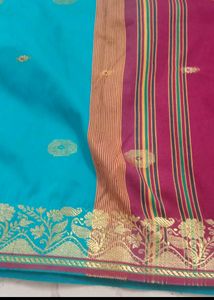 Sea Green With Maroon Border Saree