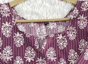Purple Floral Print Tunic Top