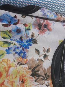 Black Multicolor Flowers Transparent Top