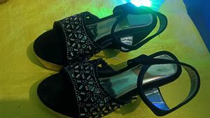 Black &amp; Gold Wedge Heels