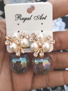 Pearl and Rhinestone Apple Earrings