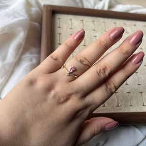 Gold Ring with Pink Gemstone