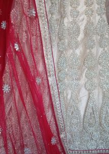 Beautiful Golden Lehnga With Red Dupatta