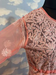 Baby Pink Chikenkari Embroidered Kurta Set