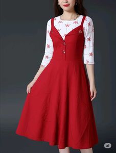 Red Pinafore Dress