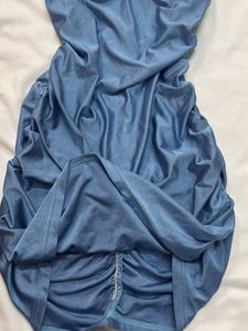 Blue Ruched Bodycon Mini Dress