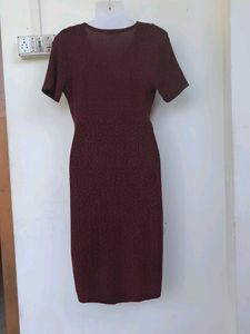 Burgundy V-Neck Dress