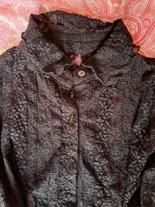 Black Lace Button-Up Top😻🎀💗🖤