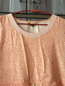 Peach Printed Kurta