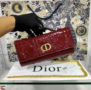 DIOR PATENT FLAP CLUTCH WITH HANDLE ON TOP*