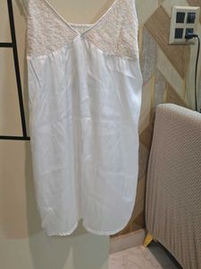 White Satin Night Dress L Size