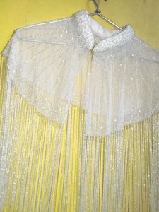 White Fringed Embellishment Fabric