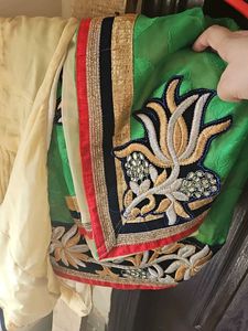 Green Embroidered Saree