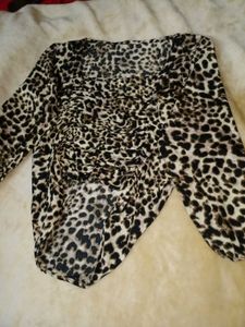 Leopard Print Ruched Blouse