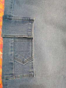 Light Wash blue Cargo Jeans for women